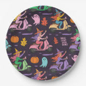 スッシー魔女モップパターン – かわいいパステルウィッチ ペーパープレート (正面)