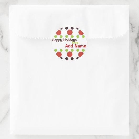 スッシー・ドットパーソナライズされた・クリスマスステッカー ラウンドシール (バッグ)