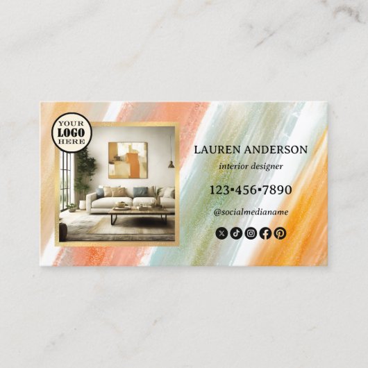 スッ芸術的プ絵を描インテリアデザイモダンナー 名刺 (正面)