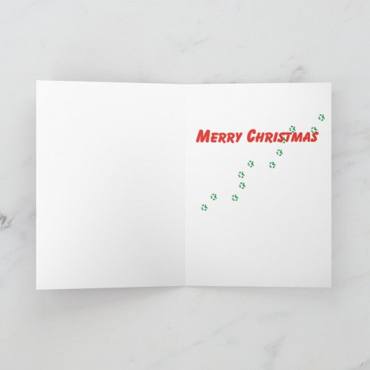 スツールのクリスマスグリーティングに白いプードル シーズンカード (内部)