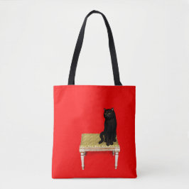 スツール上の黒猫 トートバッグ