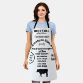 ステアシルエット黒最高のシェフバーベキュー エプロン (着用した状態)