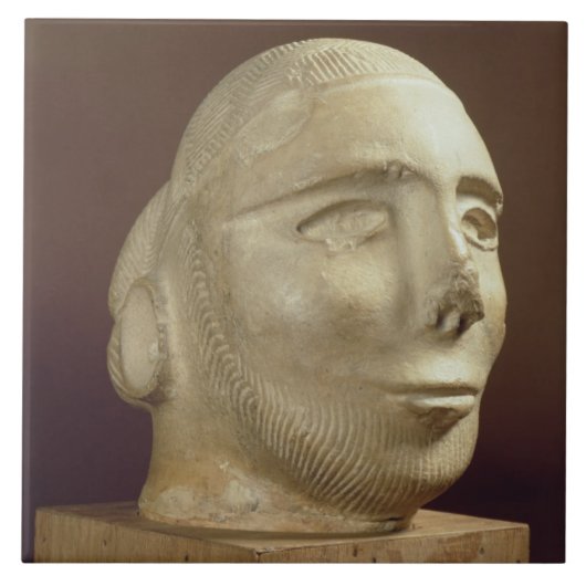 ステアタイトのポートレートの頭部、Mohenjodaro、2300-1750紀元前に タイル (正面)