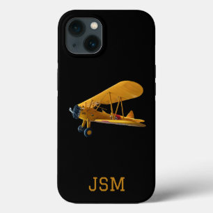 ステアマン複葉機飛行機写真、航空、モノグラム iPhone 13ケース