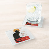 スティインレンブラックキャットクラシックフランスのアートワーク ガラスコースター (アングル)