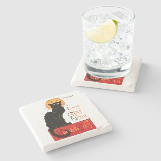 スティインレンブラックキャットクラシックフランスのアートワーク ストーンコースター (横)
