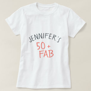 スティキパーソナライズされたシュ50ファブルーサンゴ誕生日 Tシャツ