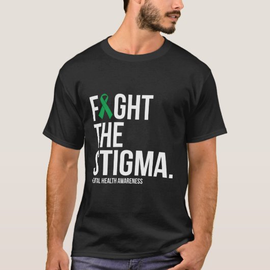 スティグマのグリーンリボンのタルヘルスと戦う Tシャツ (正面)