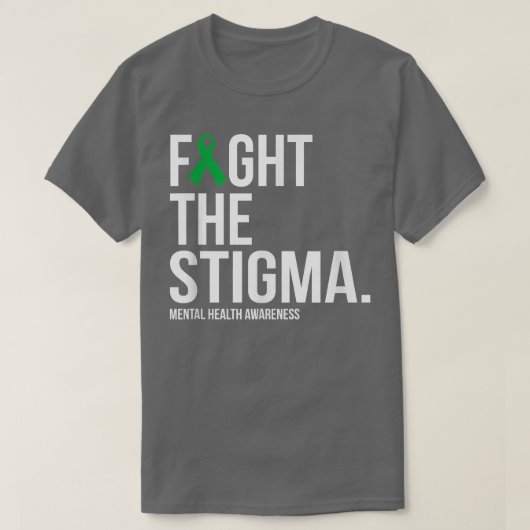 スティグマのグリーンリボンメンタルヘルス障害と闘う Tシャツ (デザイン正面)