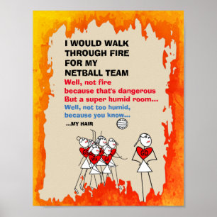 スティッおもしろいクフィギュアNetballチーム引用文 ポスター
