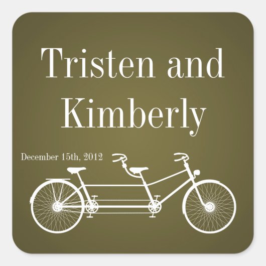 スティッカーお洒落ブラウンダブルバイクビシク スクエアシール (正面)