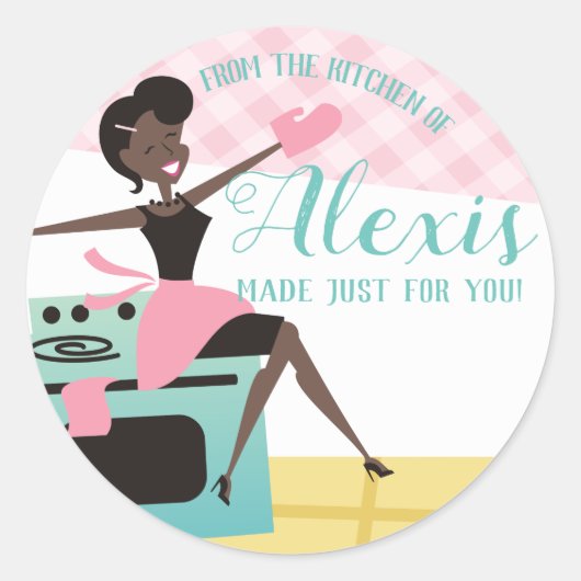 スティッカーの台所からアフリカ系アメリカ人 ラウンドシール (正面)