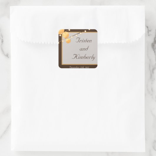 スティッカーズ紙ランタンのブラウン スクエアシール (バッグ)