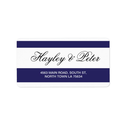 スティッカーネイビーホワイトエレガントストライプ住所 シール (正面)