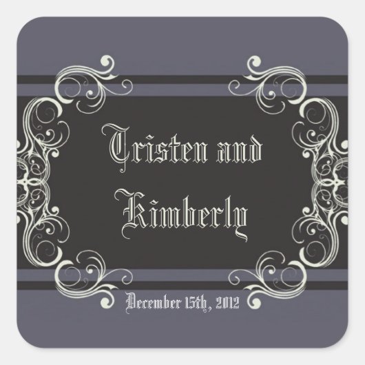 スティッカーブラックタイ情事フィリースクロール スクエアシール (正面)