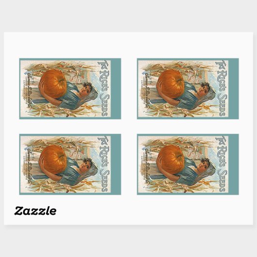 スティッカーヘイルームアンティークカボチャ種子ライスシード 長方形シール (シート)