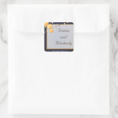 スティッカー紙灯篭を青い中国語に スクエアシール (バッグ)