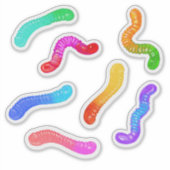 スティッカー-グミワーム-虹色のキャンディ シール (正面)
