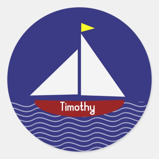 スティッカー/帆船 ラウンドシール (正面)