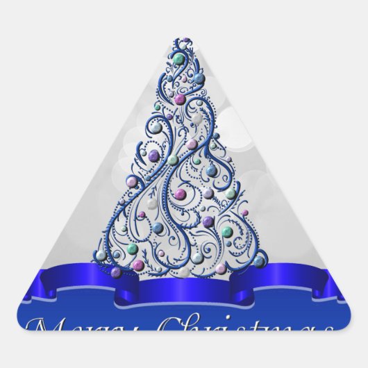 スティッカー – Cobalt Swirls Tree 三角形シール (正面)