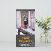 スティッキースパイダーウェブ黒オレンジ色ハロウィーンの挨拶 シーズンカード (スタンド正面)