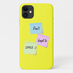 スティッキーノートキュートパステルカラースマイルカスタム文字 iPhone 11 ケース