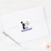 スティックとパック付きホッケープレーヤー スクエアシール (封筒)