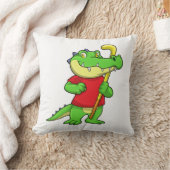 スティックとフィールドホッケーでクロコダイル クッション (ブランケット)