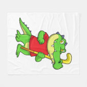 スティックとフィールドホッケーでクロコダイル フリースブランケット (正面(横))