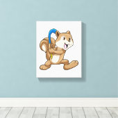 スティックとフィールドホッケーのリス キャンバスプリント (インサイチュ (ウッドフロア))