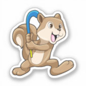 スティックとフィールドホッケーのリス シール (正面)