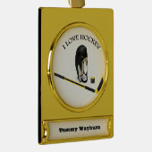 スティックとヘルメットを使ったホッケーカスタムデザイン ゴールドプレートバナーオーナメント (右)