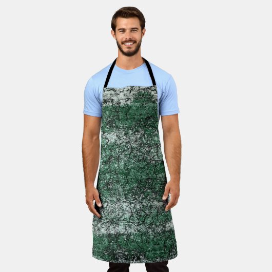 スティックとリントに緑の油テクスチャ エプロン (着用した状態)