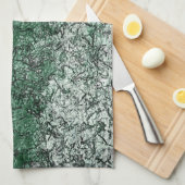 スティックとリントに緑の油テクスチャ キッチンタオル (四つ折り)