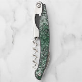 スティックとリントに緑の油テクスチャ ソムリエナイフ (正面)