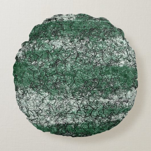 スティックとリントに緑の油テクスチャ ラウンドクッション (正面)
