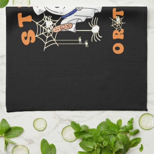 スティックまたはトリートナース不気味ナース衣装おもしろいハ キッチンタオル (折り畳み)