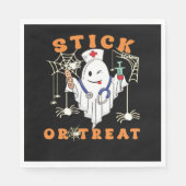 スティックまたはトリートナース不気味ナース衣装おもしろいハ スタンダードランチョンナプキン (正面)