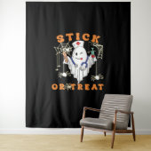 スティックまたはトリートナース不気味ナース衣装おもしろいハ タペストリー (インサイチュ)