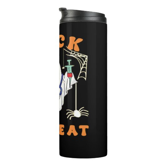 スティックまたはトリートナース不気味ナース衣装おもしろいハ タンブラー (回転右)