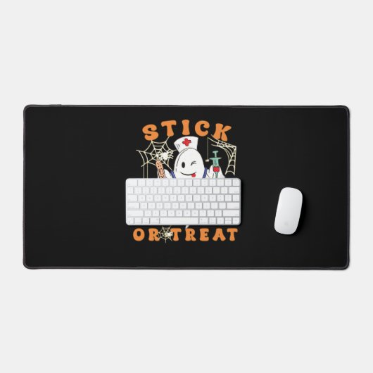 スティックまたはトリートナース不気味ナース衣装おもしろいハ デスクマット (キーボード&マウス)