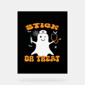 スティックまたは治療ナース面白いハロウィーンの衣装エッセン アクリルサイン (正面)