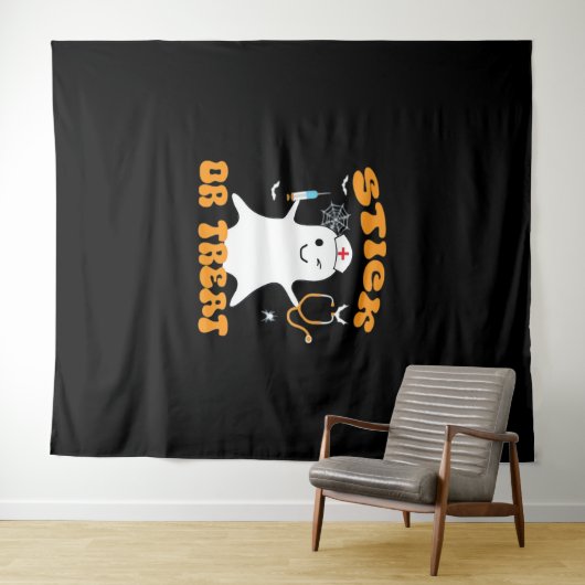 スティックまたは治療ナース面白いハロウィーンの衣装エッセン タペストリー (インサイチュ(横))