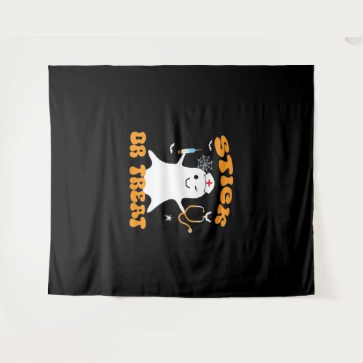 スティックまたは治療ナース面白いハロウィーンの衣装エッセン タペストリー (正面(横))