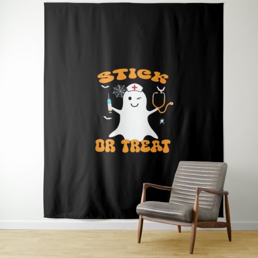スティックまたは治療ナース面白いハロウィーンの衣装エッセン タペストリー (インサイチュ)