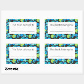 スティックカスタマイズ蔵書票:青いはっきりした月 長方形シール (シート)