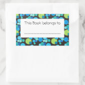 スティックカスタマイズ蔵書票:青いはっきりした月 長方形シール (バッグ)