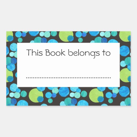 スティックカスタマイズ蔵書票:青いはっきりした月 長方形シール (正面)