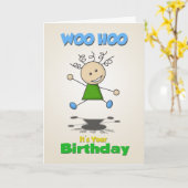 スティックガール誕生日カード カード (黄色い花)