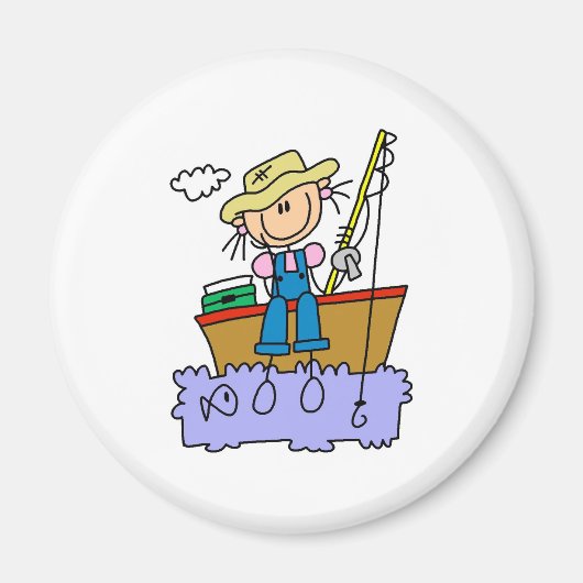 スティックガール魚釣り マグネット (正面)